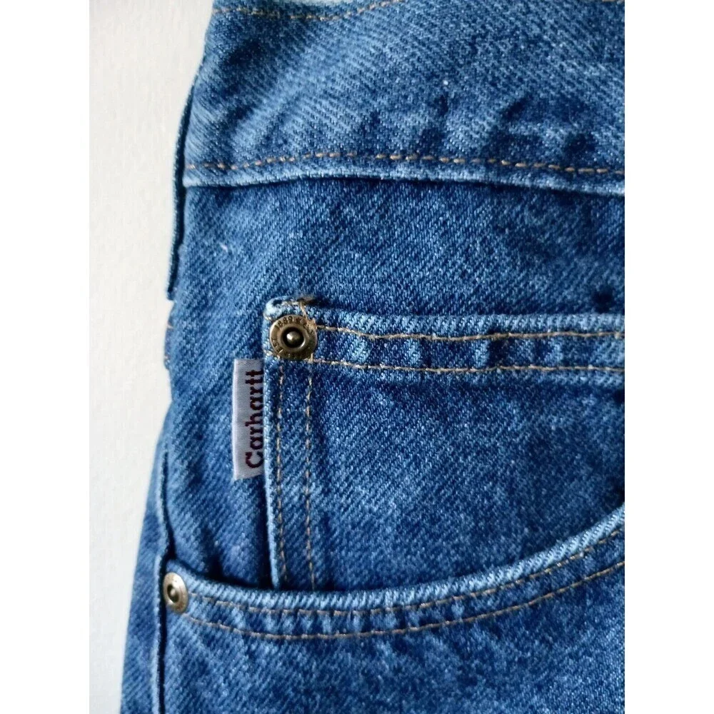 Carhartt Mens Relaxed Fit Jeans Blue Denim Workwear Big Tall Pants Aize 48×32